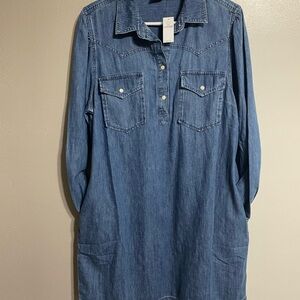 GAP Blue Denim Shirt Dress